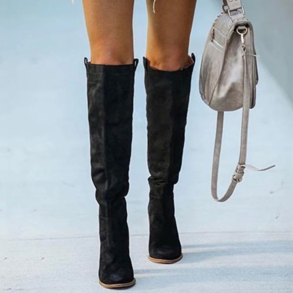 SYDNEY SLOUCH‎ KNEE HIGH BLACK BOOTS